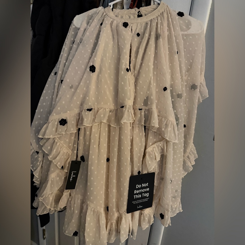 Lulu's Cream and Black Ruffle Dress - Picture 3 of 4